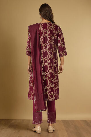 Dark Red Brocade Viscose Kurta Set thumbnail image number null