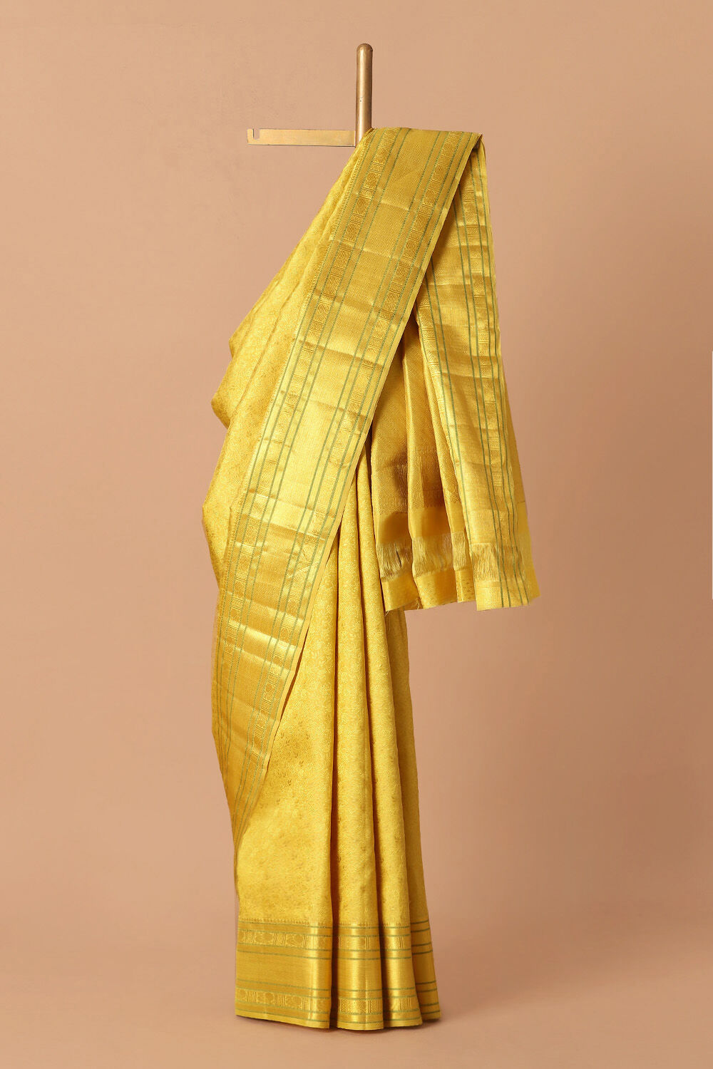 Light Yellow Pure Silk Kanjivaram Saree image number null