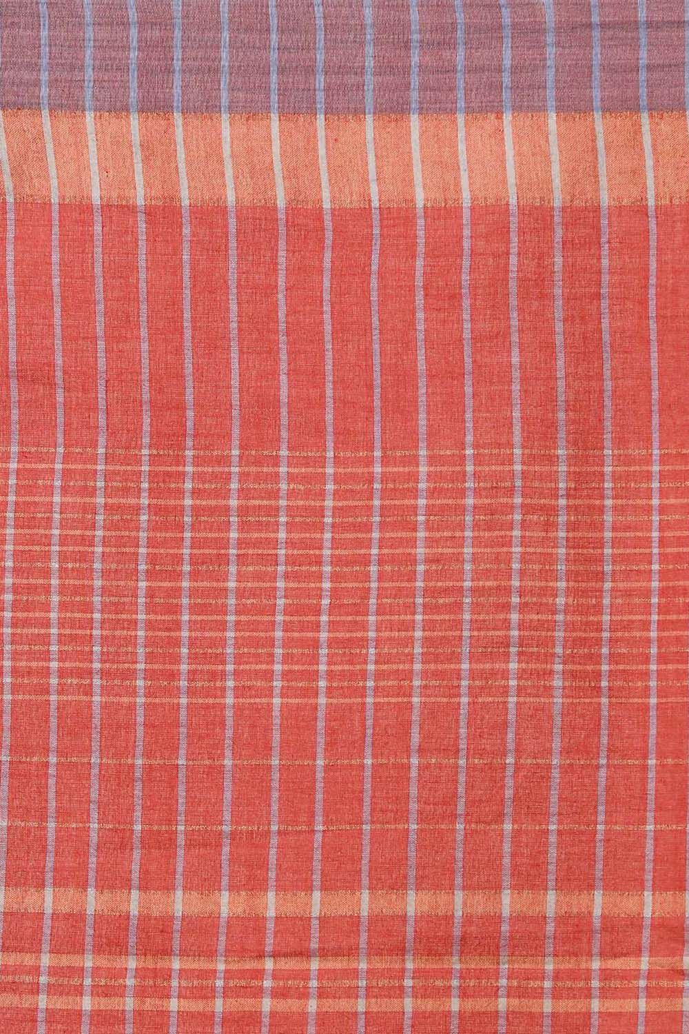 Red Cotton Pure Khadi Jamdani Saree image number null