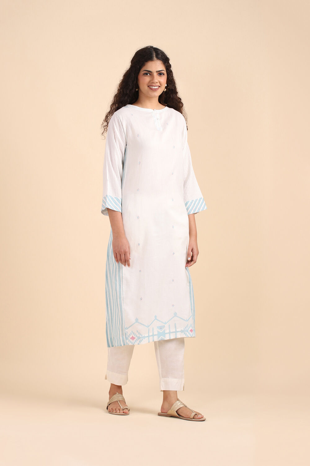 Offwhite Cotton Jamdani Kurta image number null