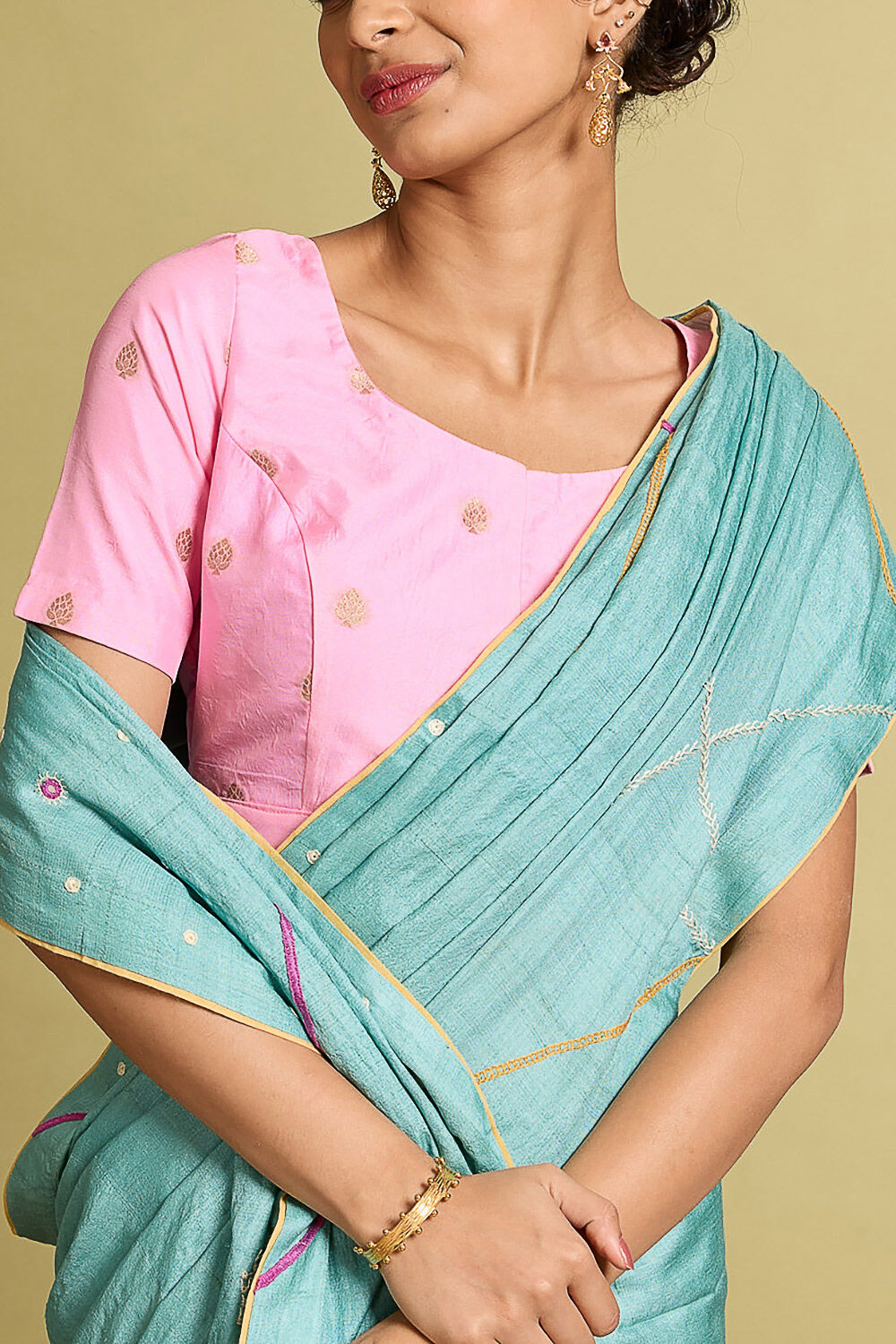 Light Pink Viscose Cutwork Blouse image number null