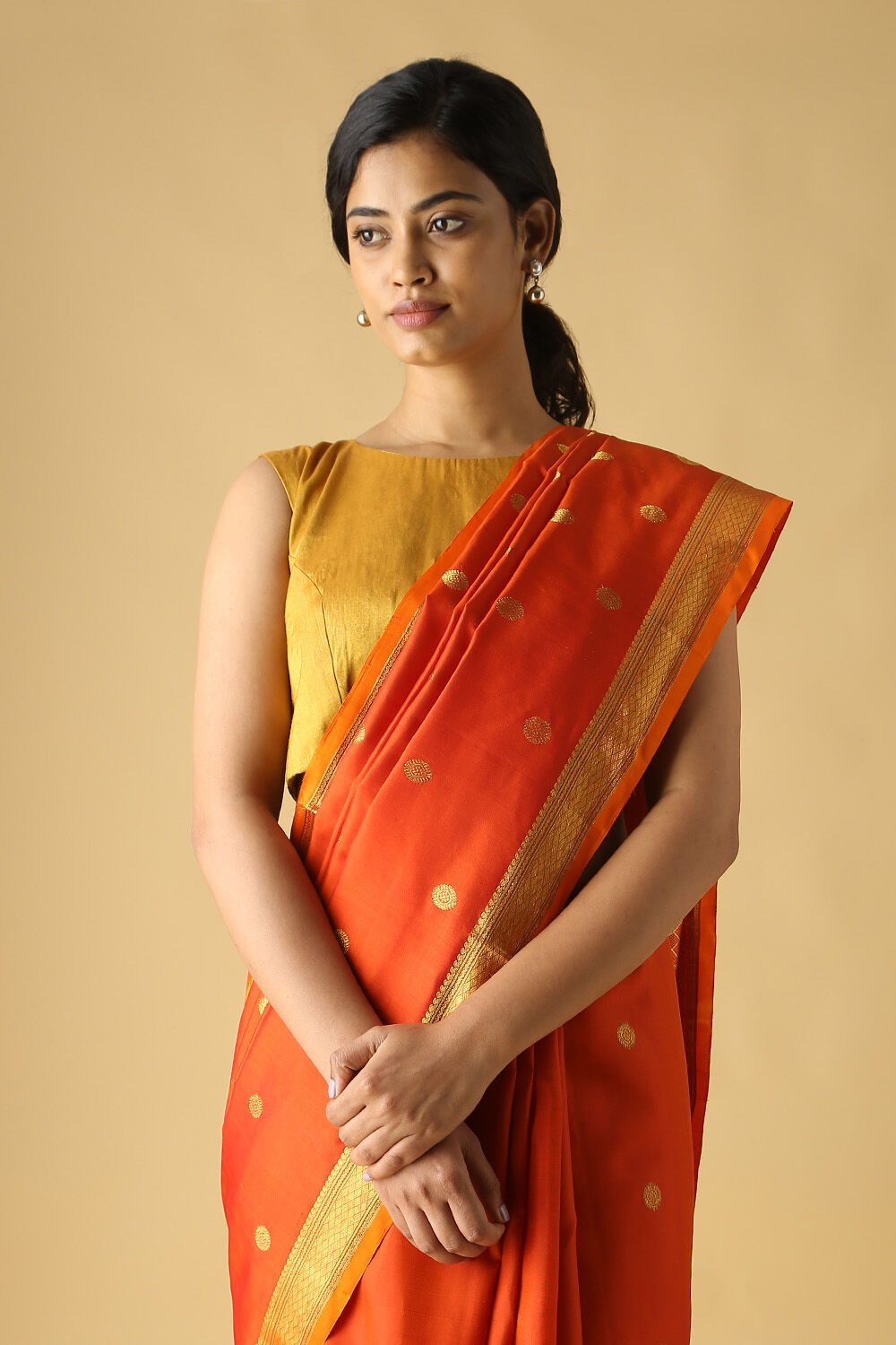 Orange Pure Silk Kanjivaram Saree image number null