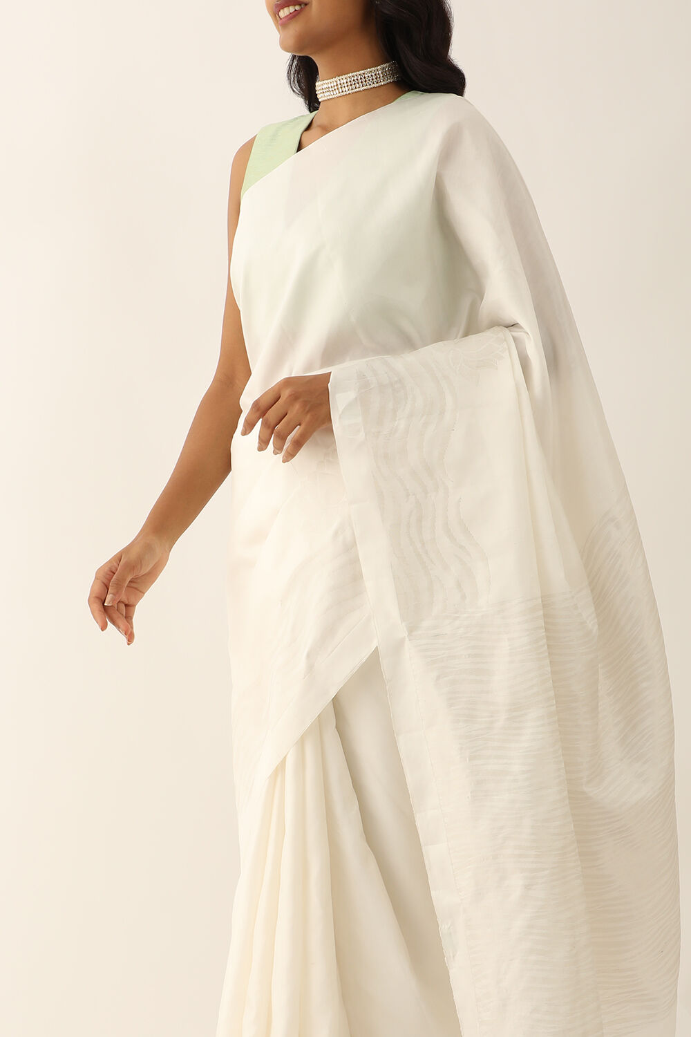 White Pure Silk Woven South Saree image number null