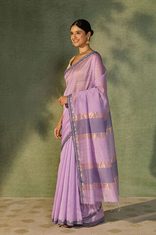 Light Violet Woven Pure Silk Cotton Maheshwari Saree thumbnail image number null