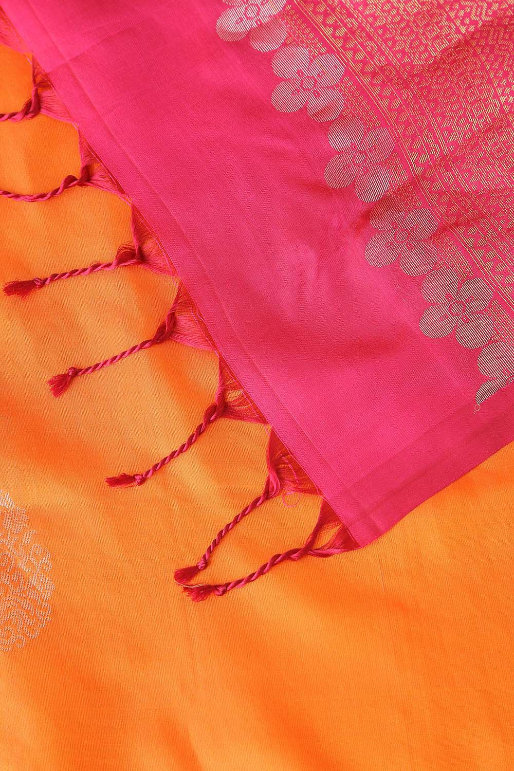 Dark Orange Pure Silk South Saree image number null