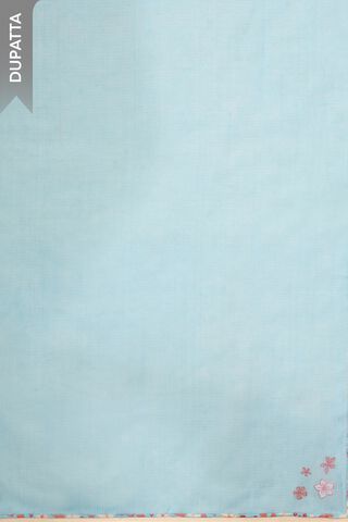 Light Blue Pure Cotton Screen Printed Unstitched Suit Set thumbnail image number null
