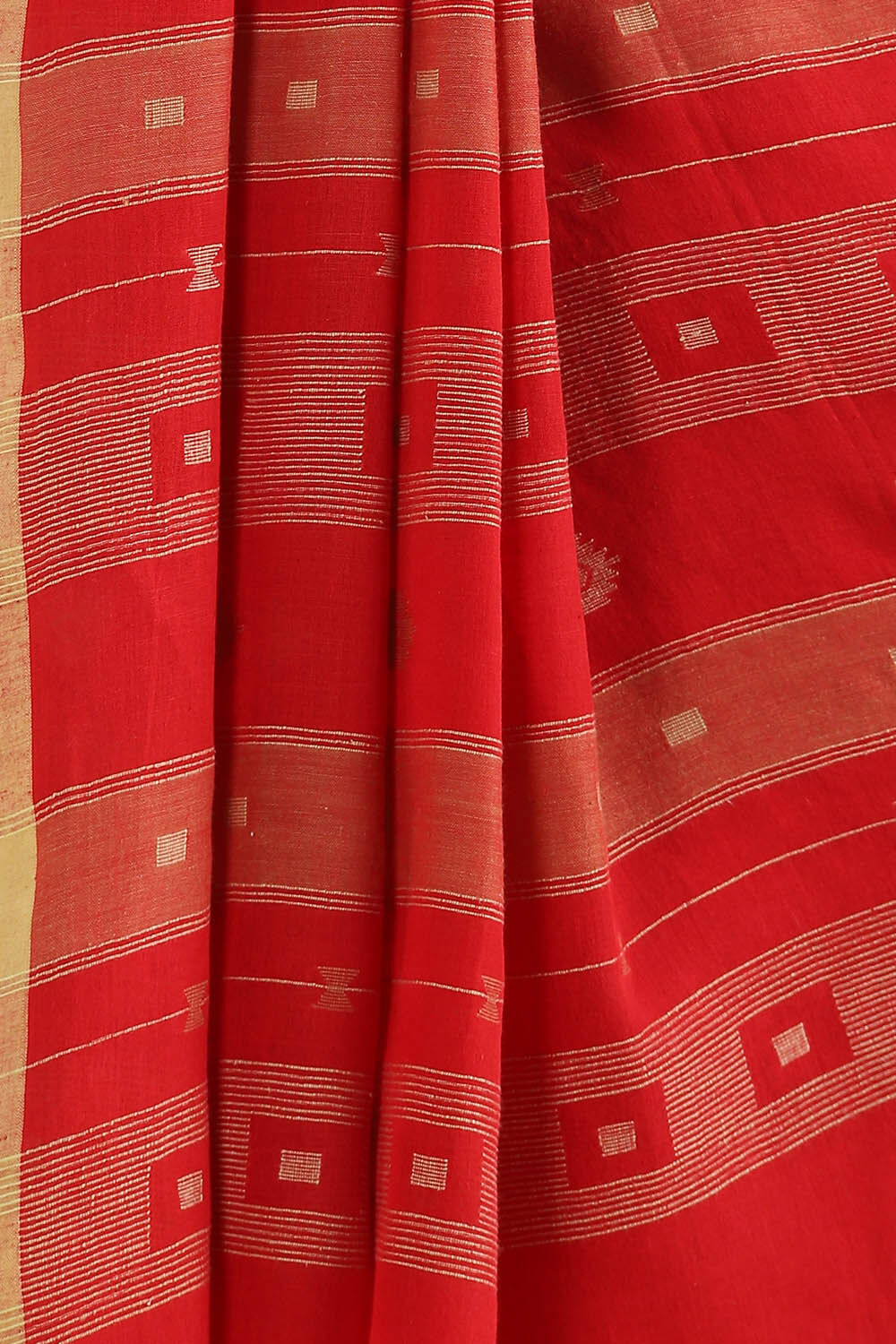 Red Pure Cotton Jamdani Saree image number null