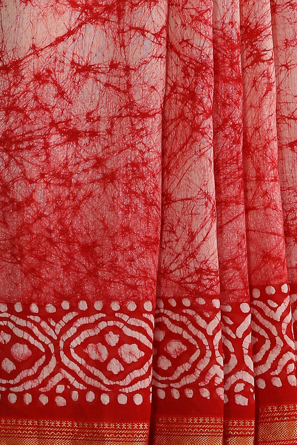 Red Batik Pure Silk Cotton Saree image number null