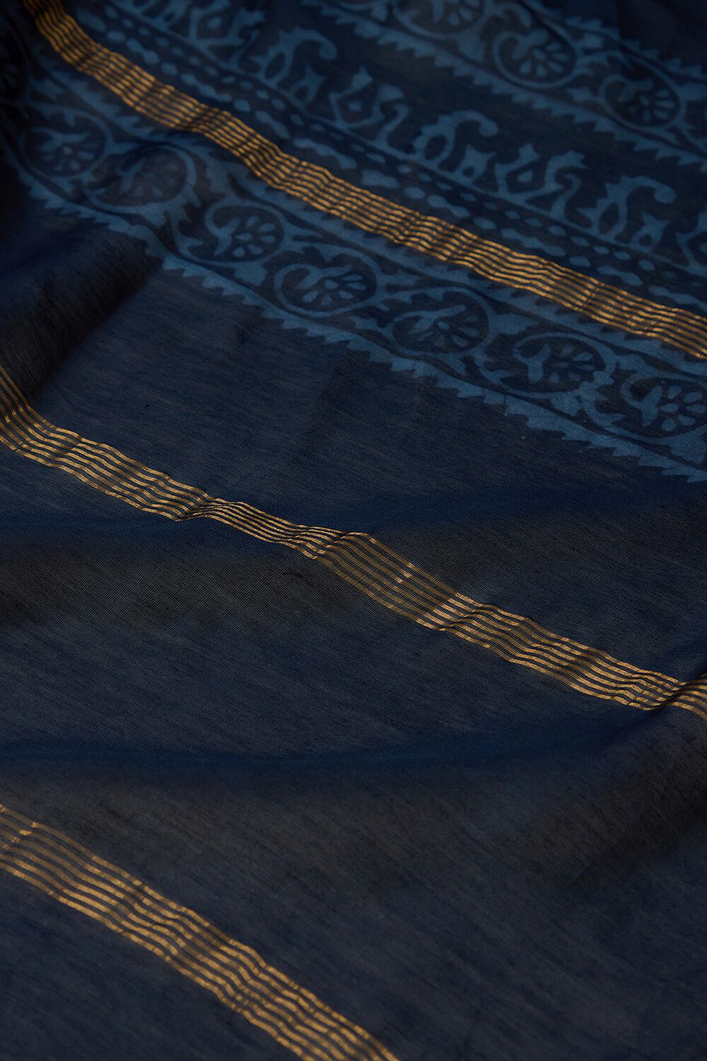 Dark Blue Pure Silk Cotton Batik Saree image number null