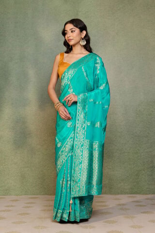 Blue Woven Pure Viscose Saree thumbnail image number null