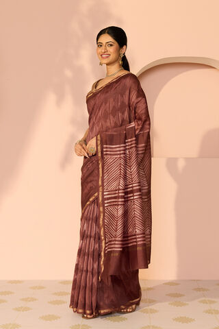 Brown Rajasthan Pure Silk Cotton Tie & Dye Shibori Saree thumbnail image number null
