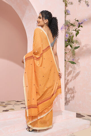 Dark Orange Bengal Pure Cotton Jamdani Saree thumbnail image number null