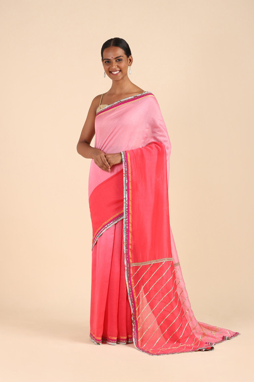 Light Pink Pure Silk Cotton Embroidered Saree image number null