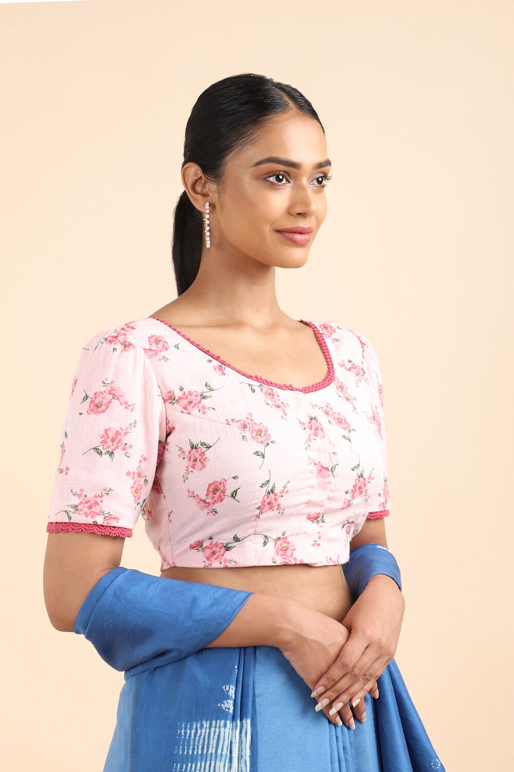 Light Pink Printed Viscose Blouse image number null