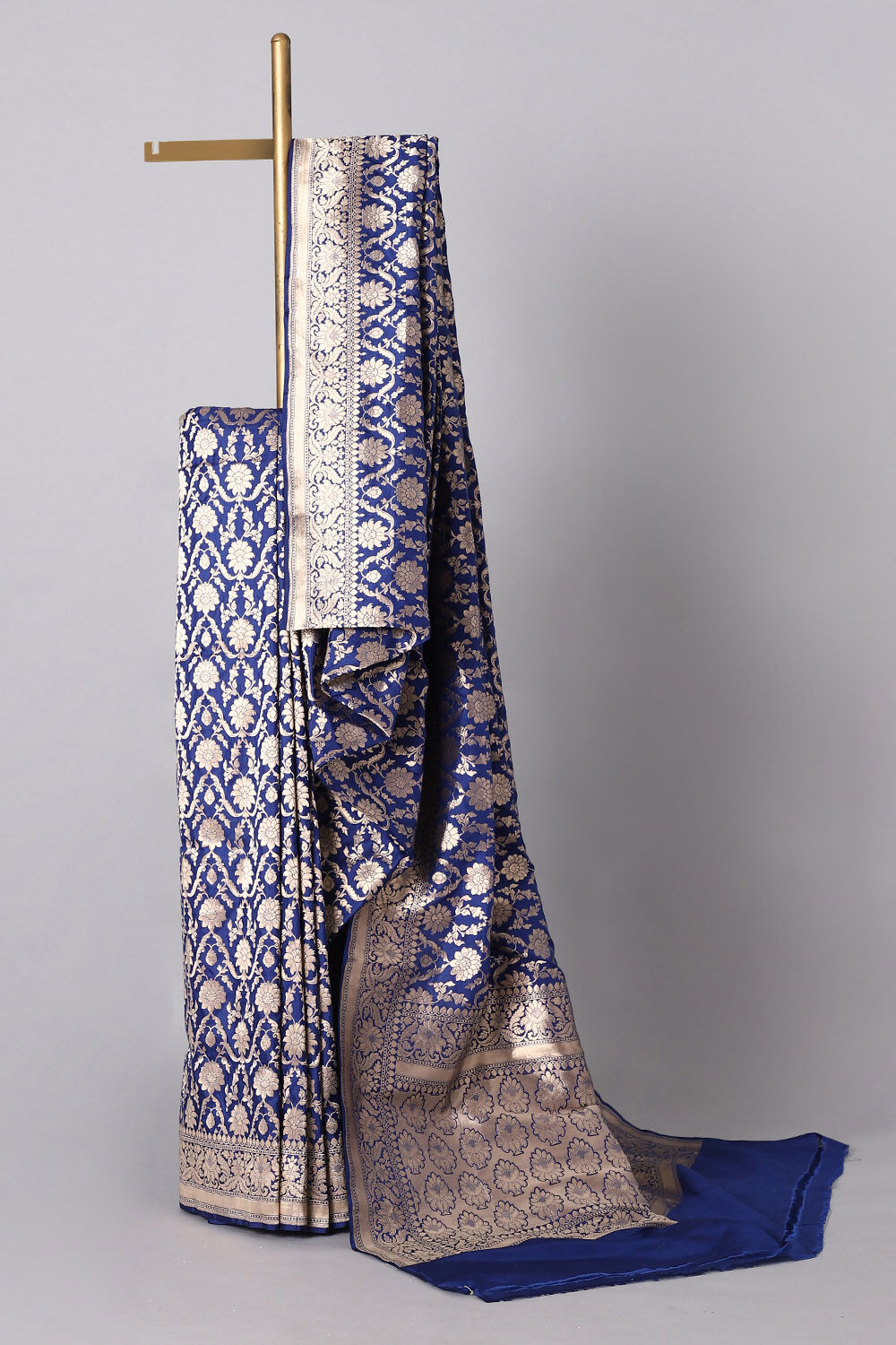 Dark Blue Pure Silk Banarasi Saree image number null