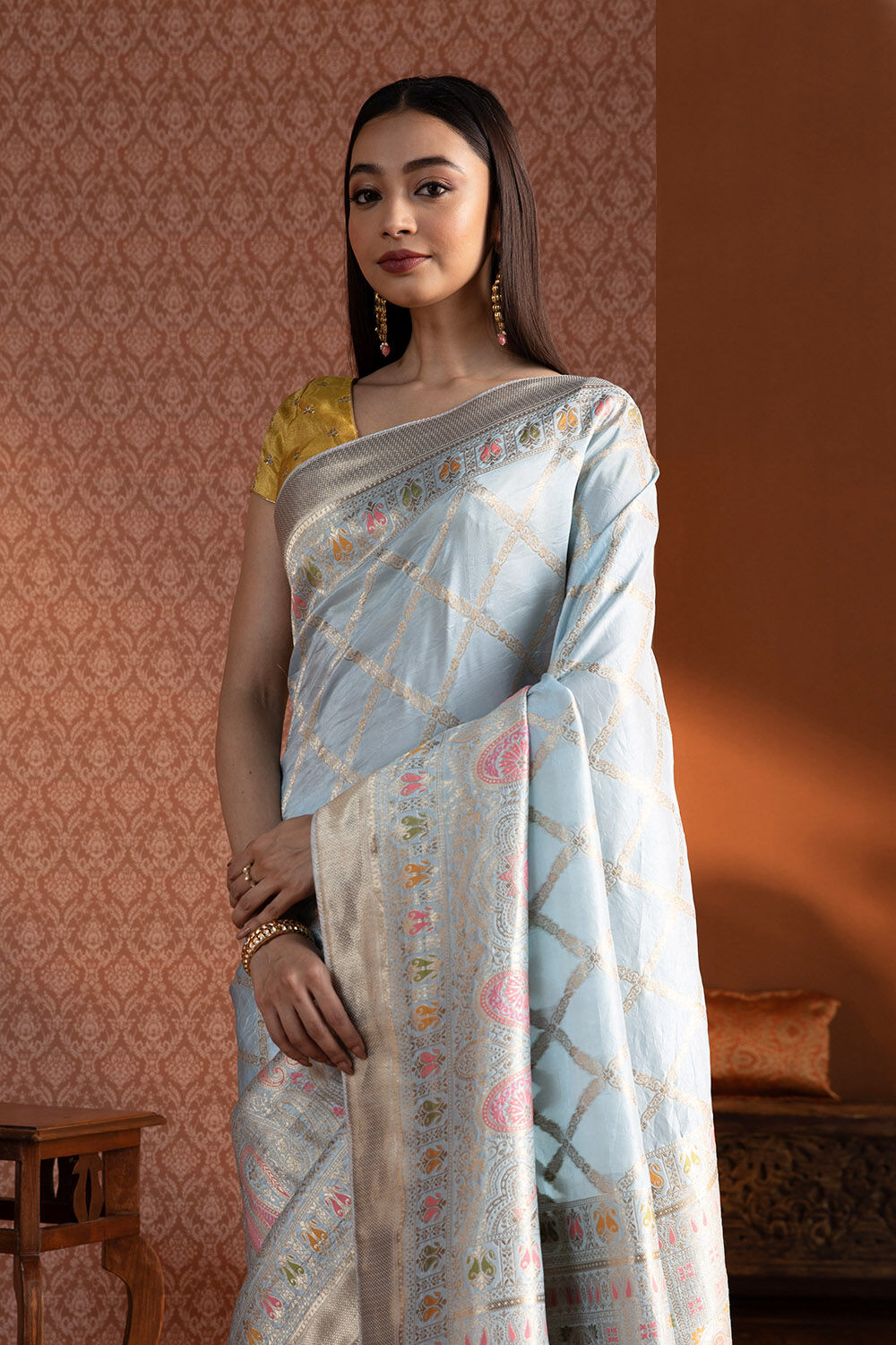 Blue Woven Luxe Saree image number null
