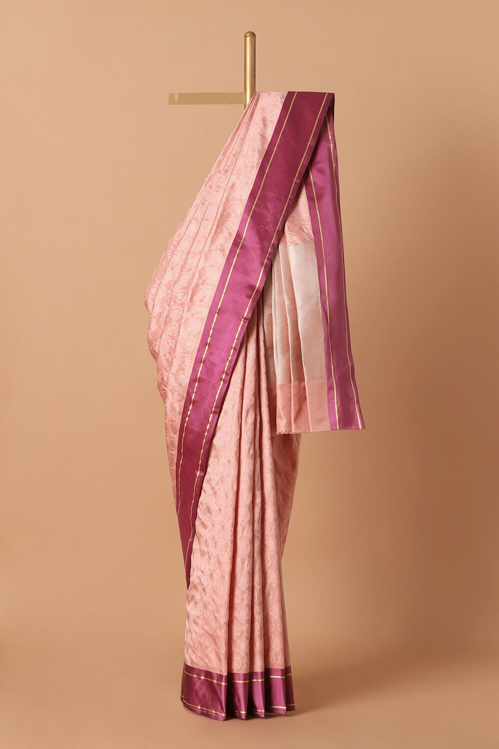 Light Pink Pure Silk Banarasi Tanchoi Saree image number null