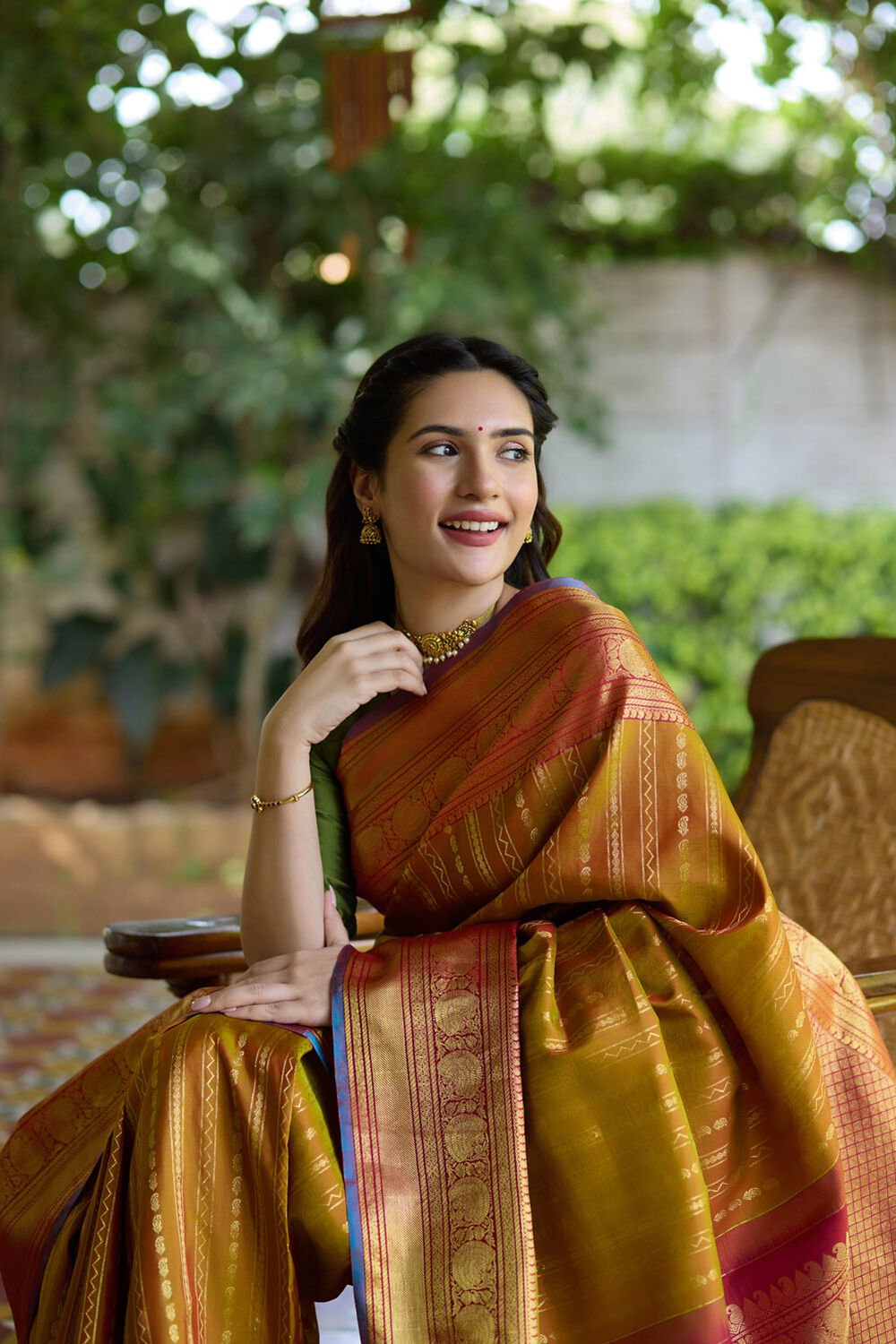 Orange Woven Pure Silk Kanjivaram Saree image number null