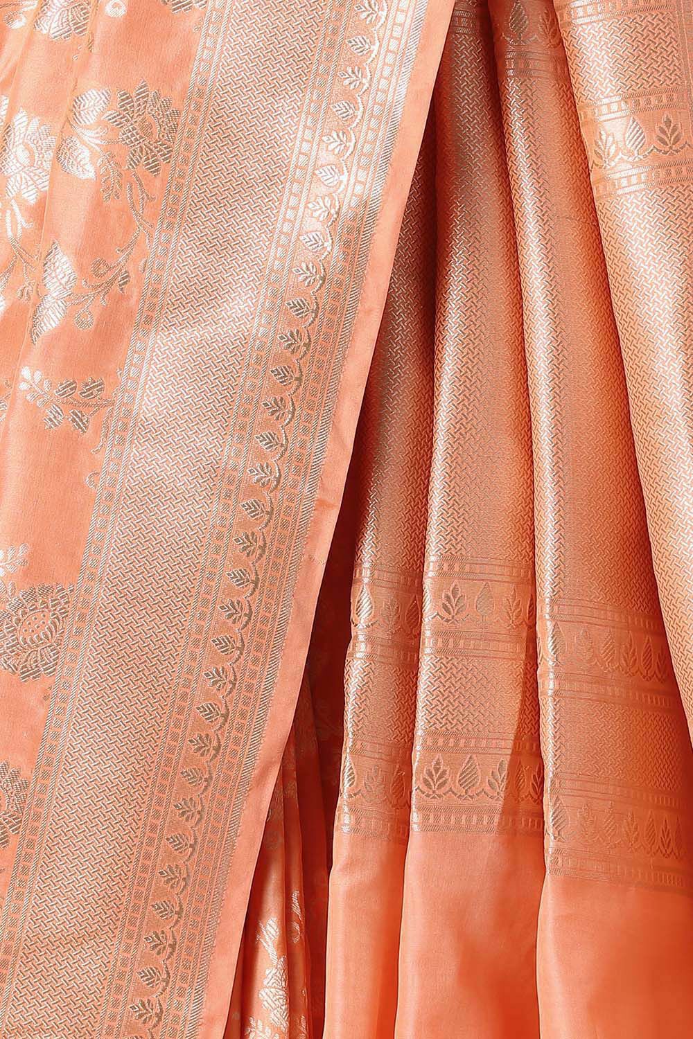 Light Orange Pure Silk Banarasi Saree image number null