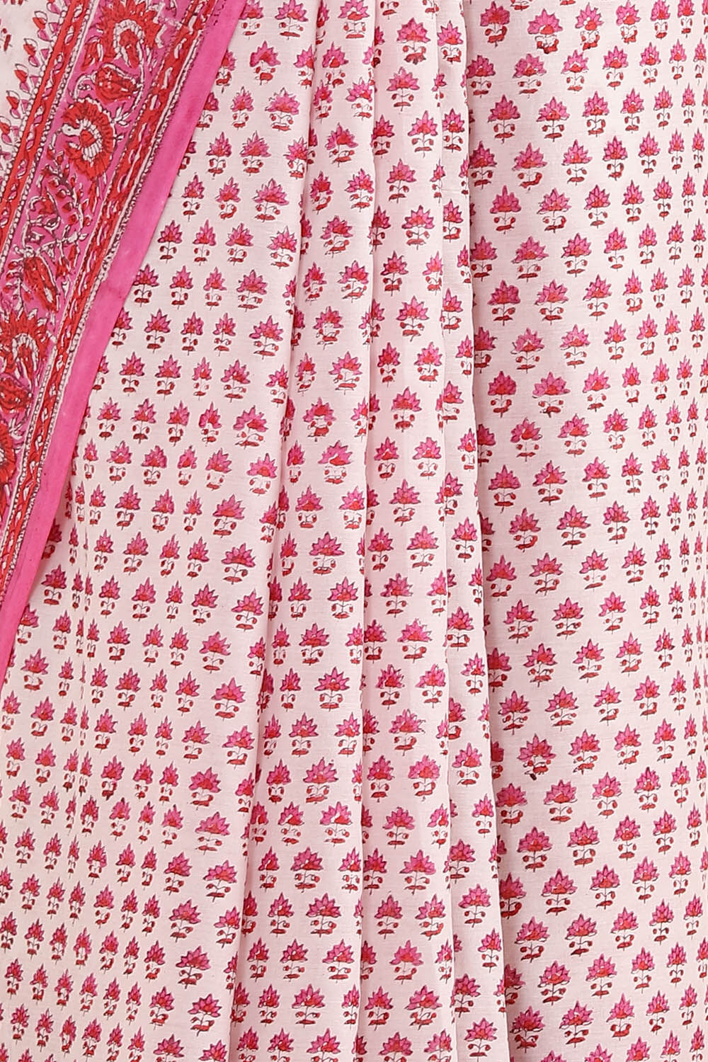 White Pure Cotton Sanganeri Printed Saree image number null