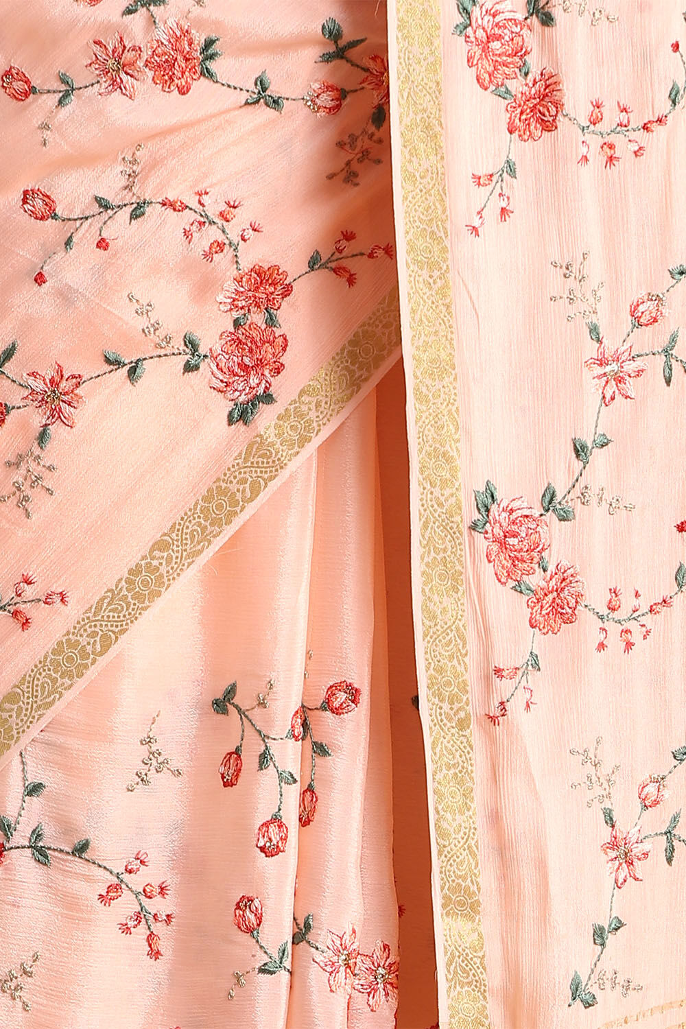 Light Pure Pink Viscose Embroidered Saree image number null