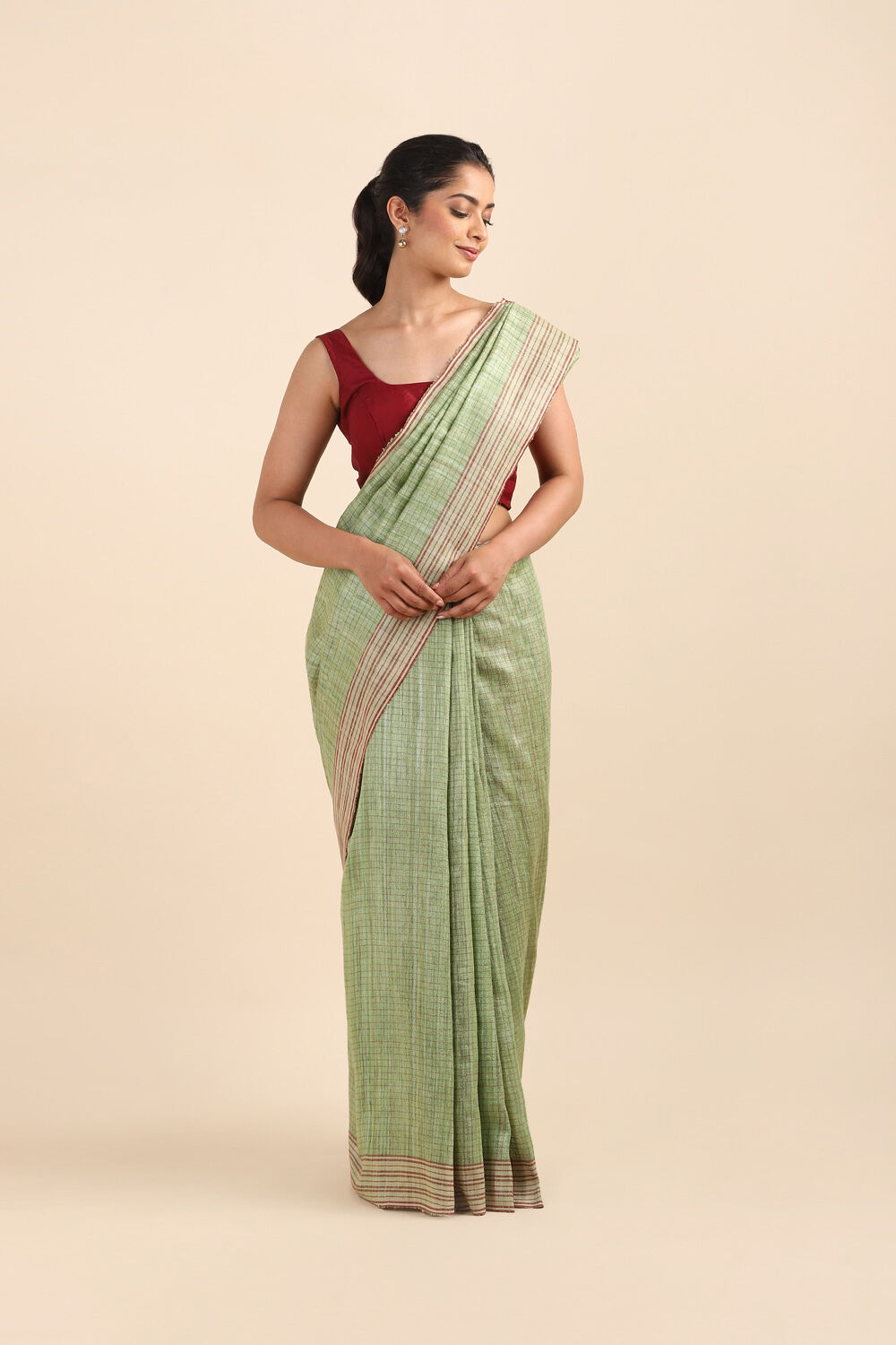 Green Pure Tussar Bhagalpuri Saree image number null