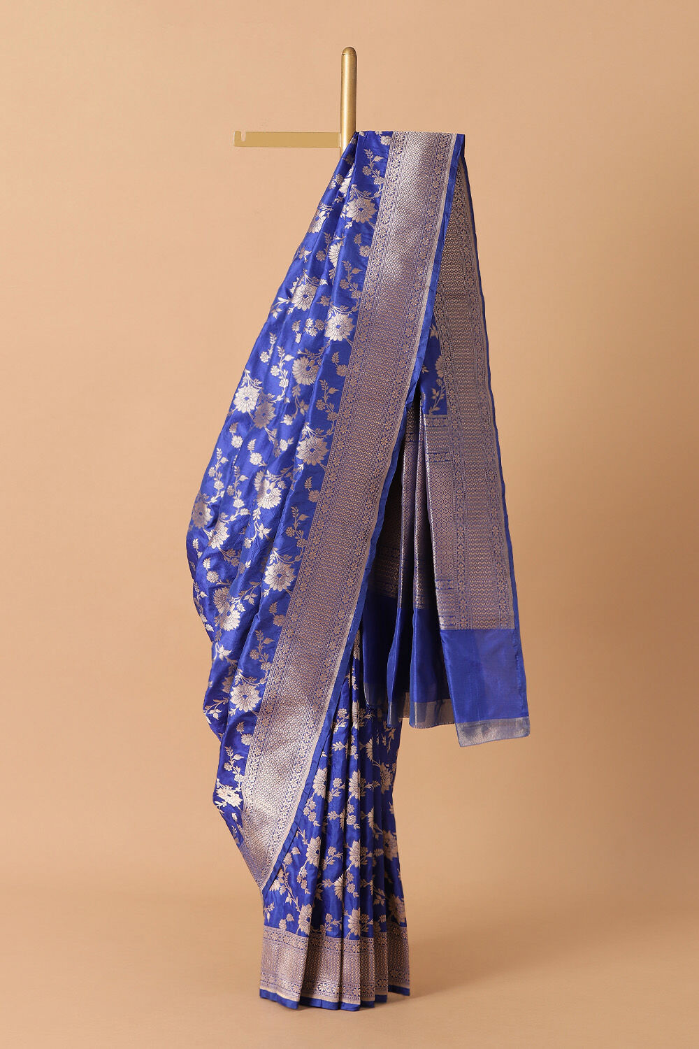 Dark Blue Pure Silk Banarasi Saree image number null