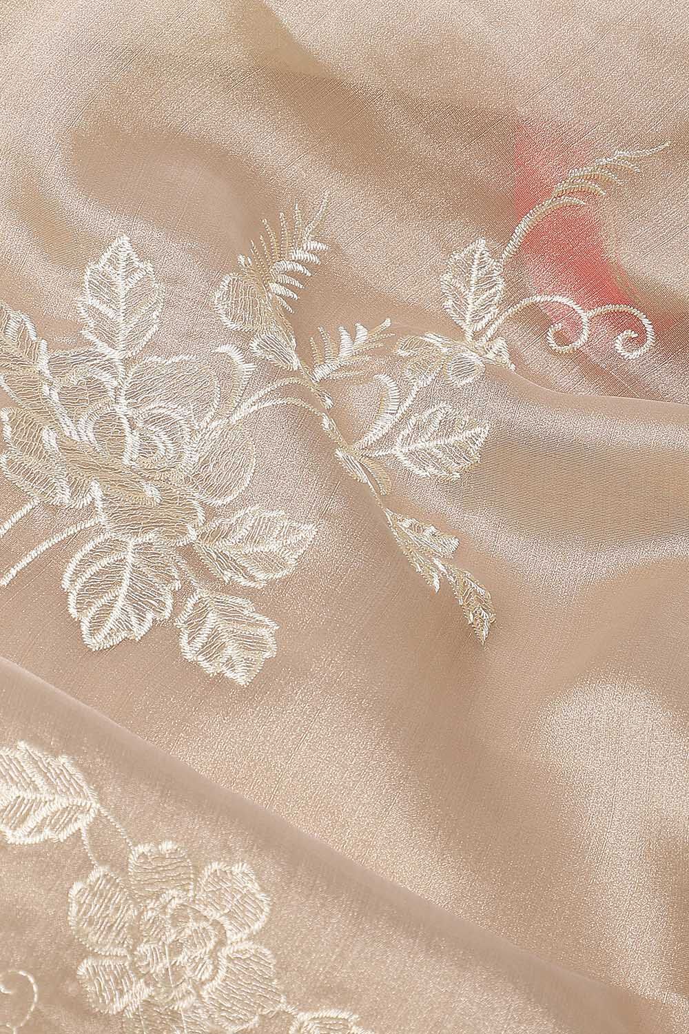 Beige Embroidered Saree image number null