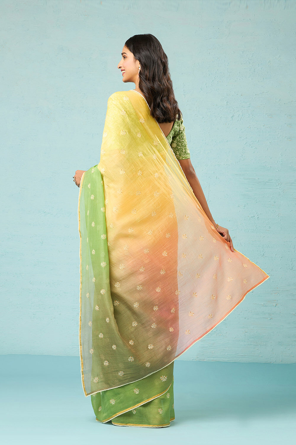 Green Pure Silk Cotton Embroidered Saree image number null