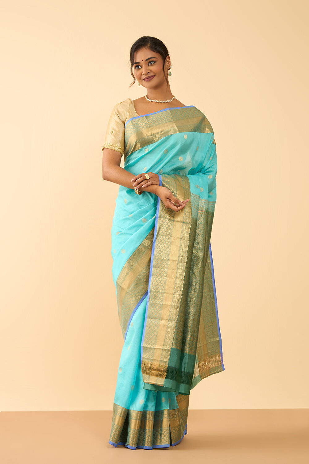 Light Blue Woven Silk Viscose Saree image number null