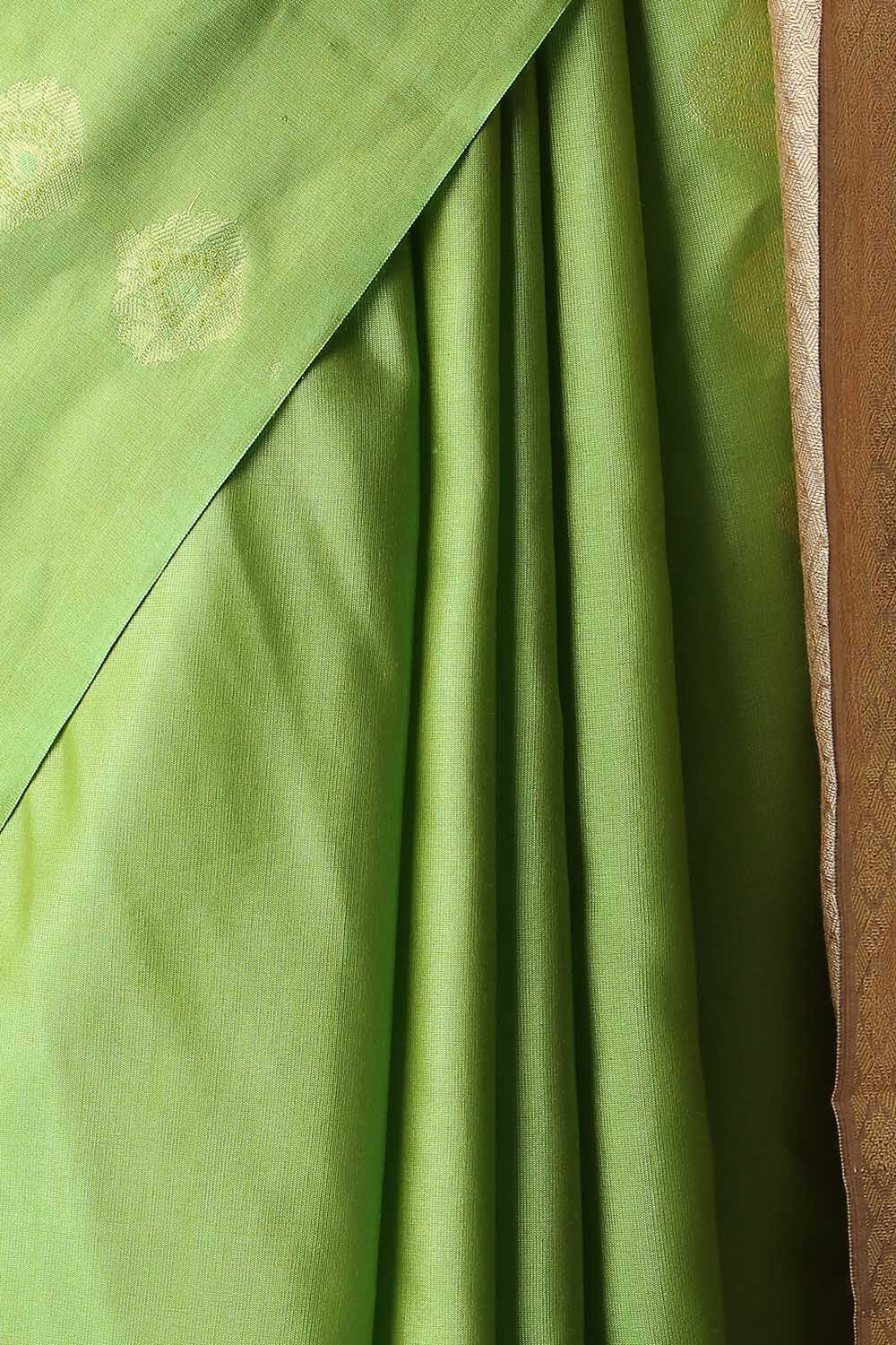 Green Pure Silk Tencel South Saree image number null