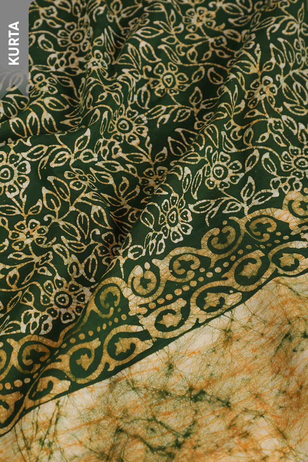 Dark Green Pure Cotton Batik Unstitched Suit Set image number null