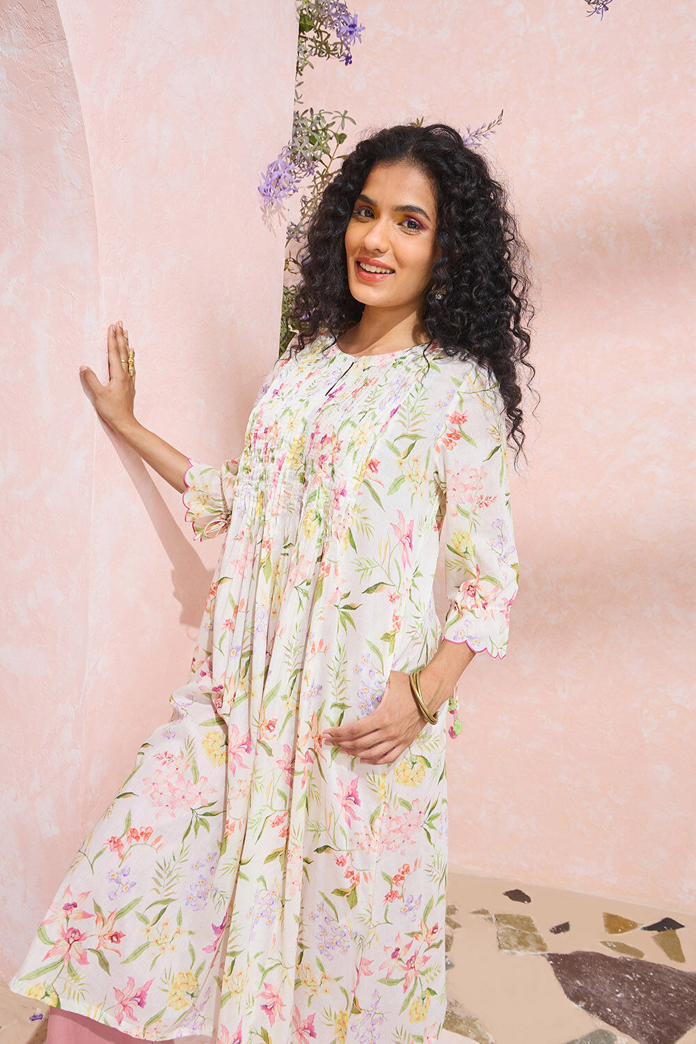 Off White Printed Pure Cotton Kurta image number null