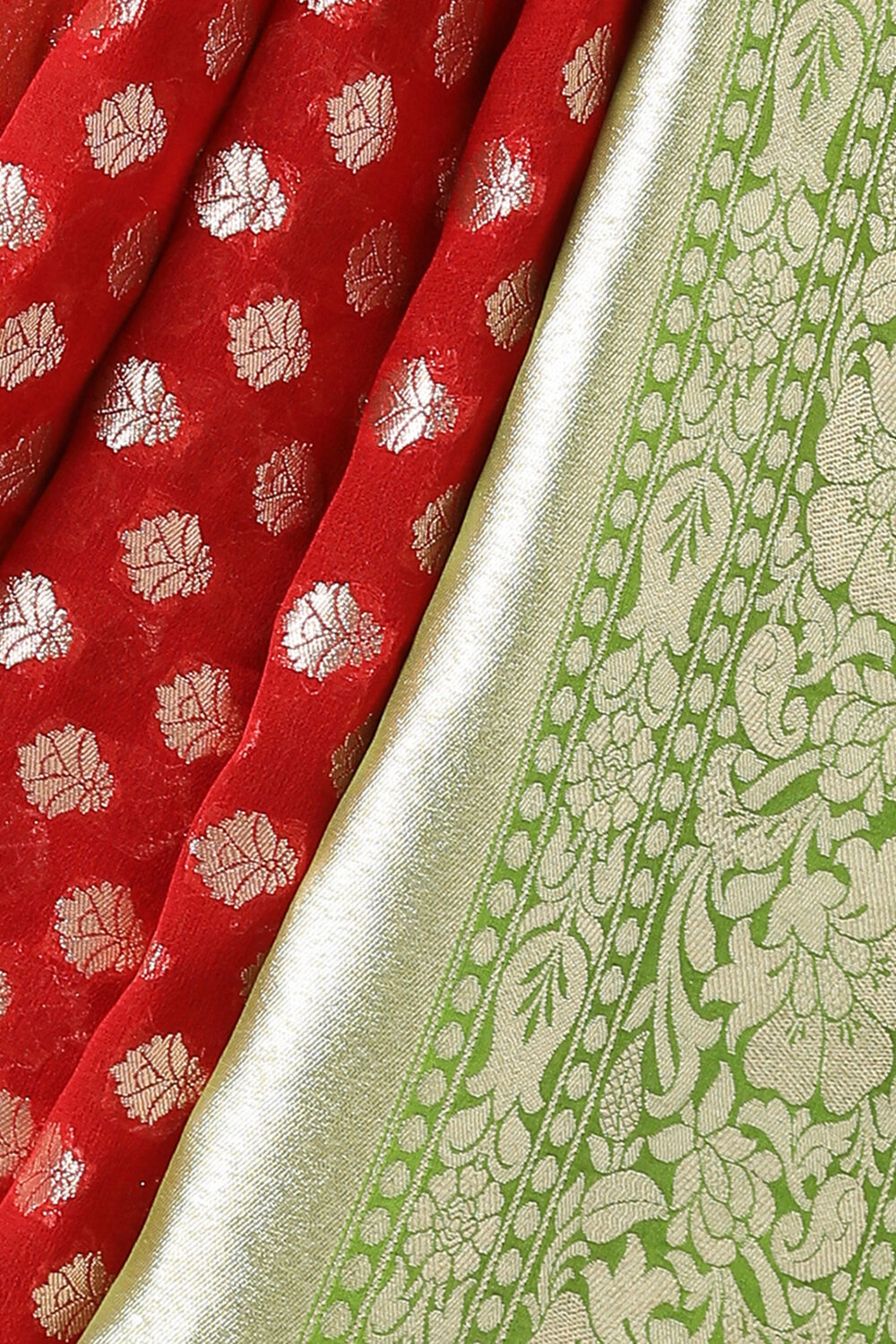 Red Pure Georgette Banarasi Saree image number null