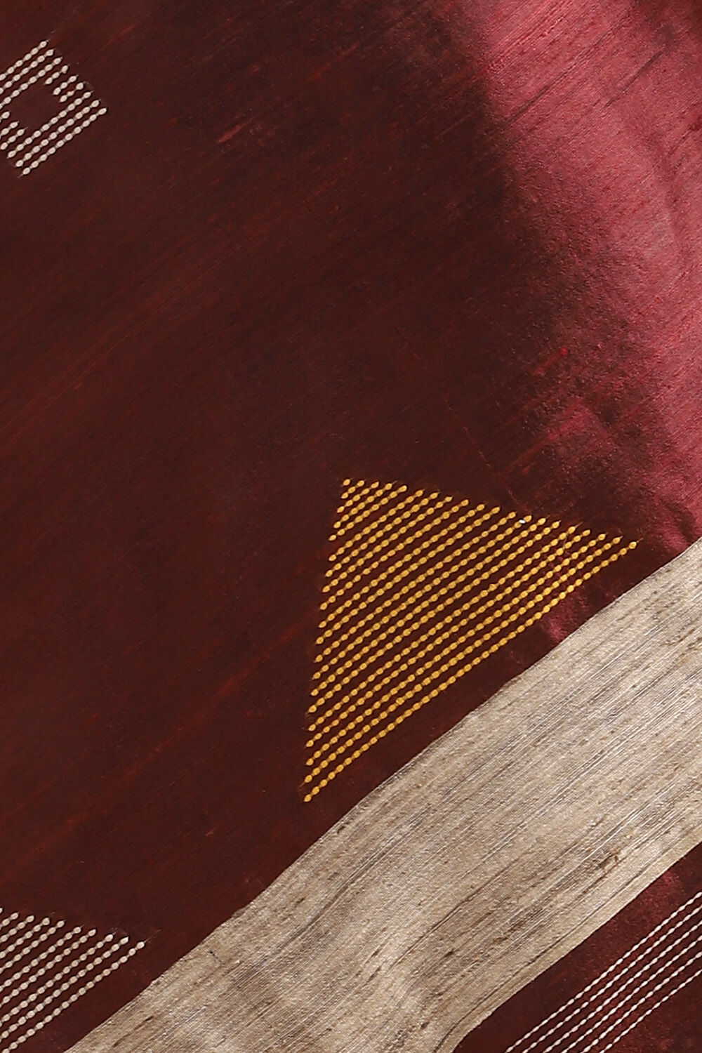 Dark Red Pure Tussar Silk Bhagalpuri Saree image number null