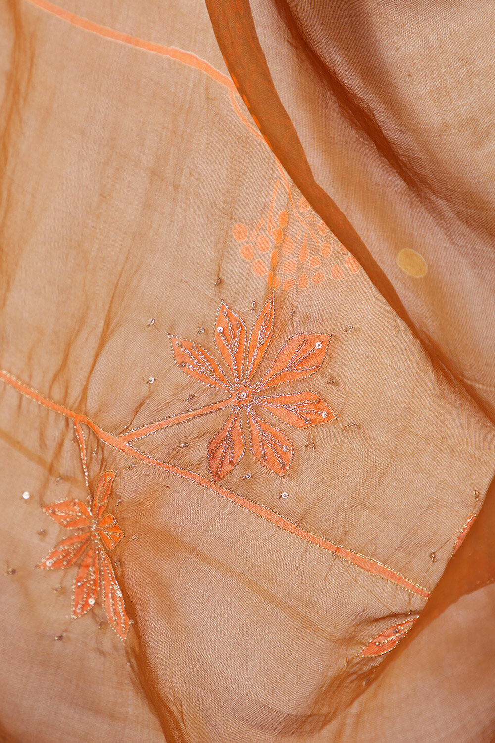 Yellow Pure Silk Organza Hand Painted Saree image number null