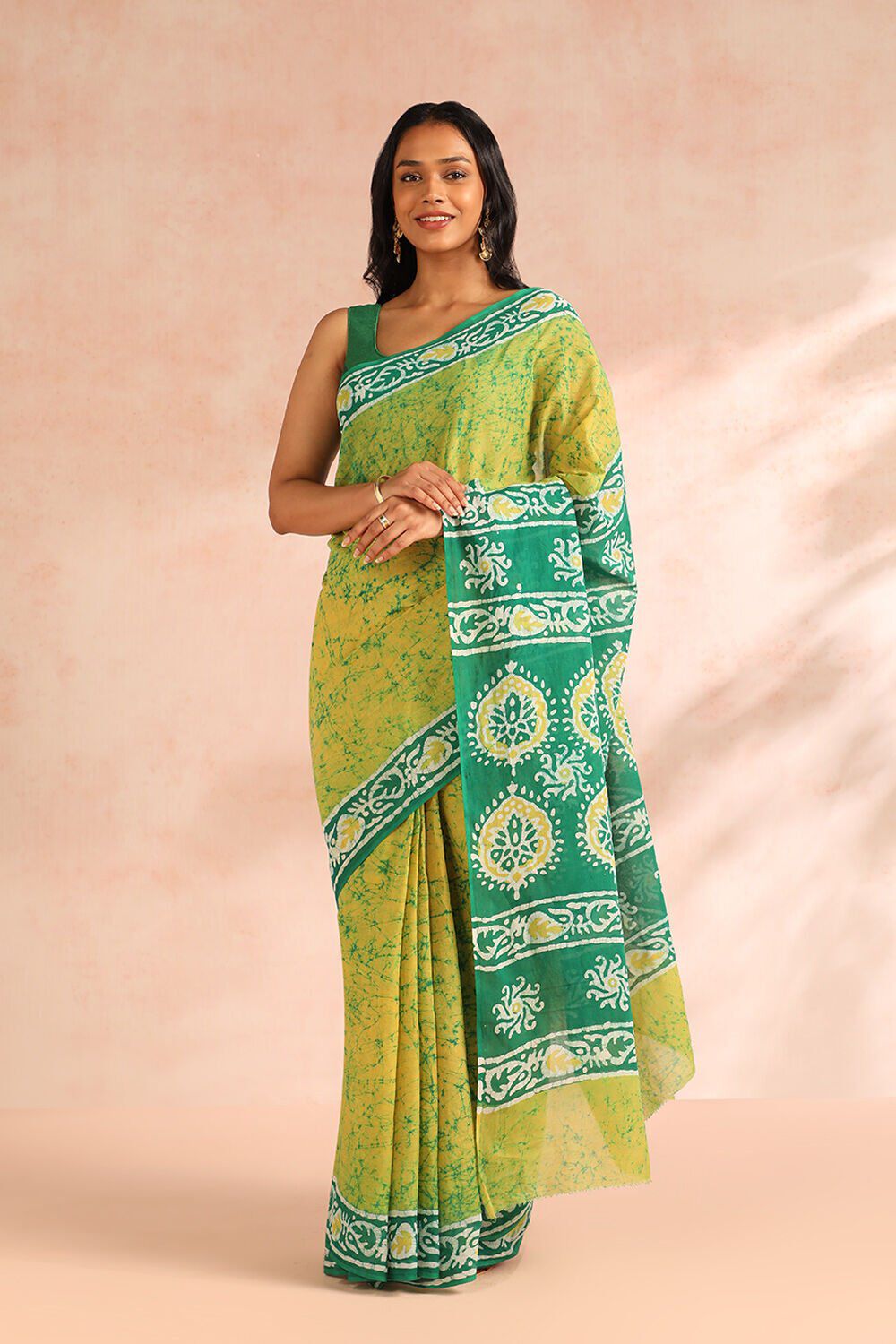 Yellow Ujjain Pure Cotton Printed Saree image number null