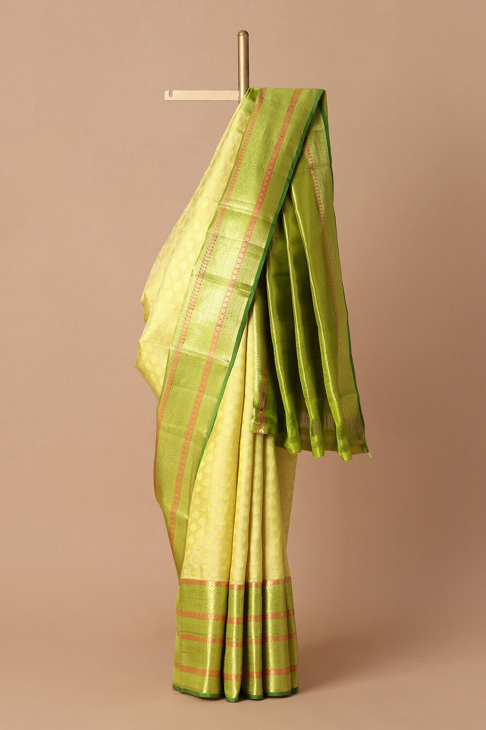 Light Yellow Pure Silk Kanjivaram inspired Saree image number null