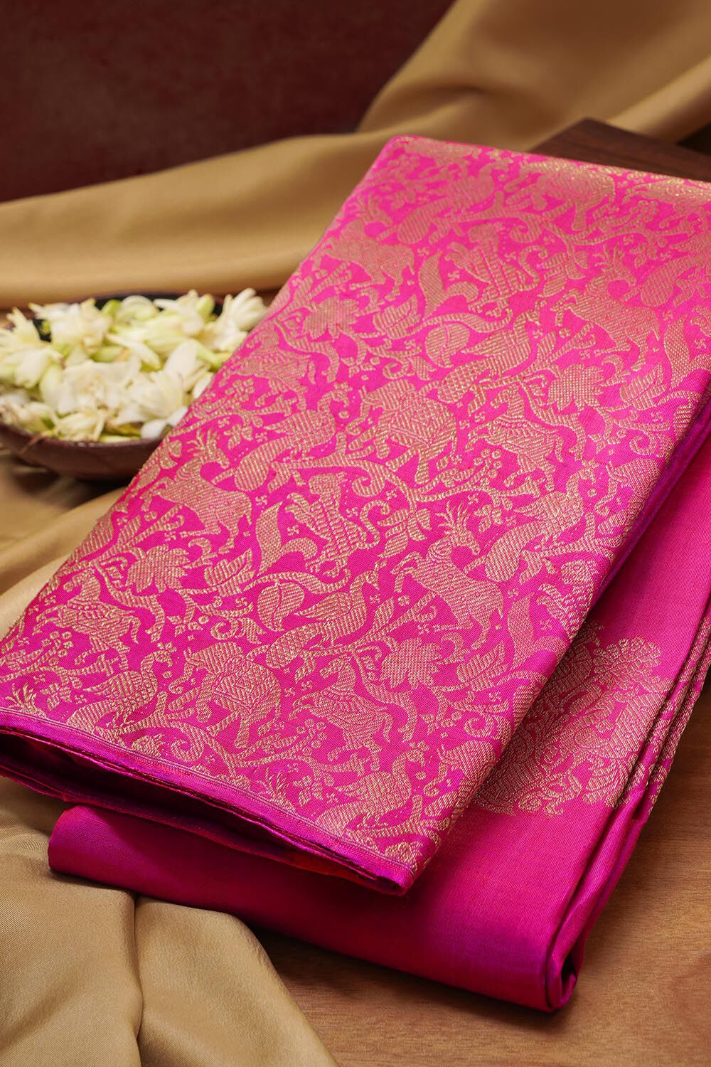 Pink Pure Silk Woven Kanjivaram Saree image number null