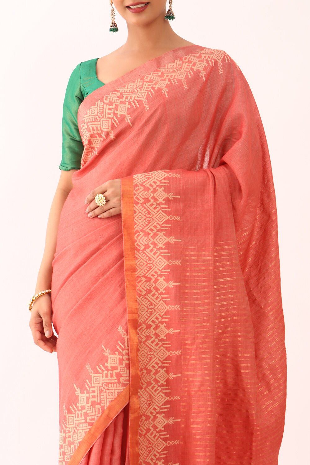 Red Woven Pure Tussar Silk Saree image number null