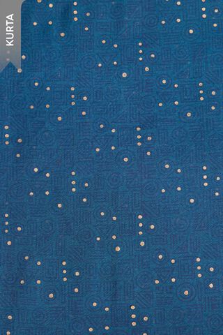 Dark Blue Pure Silk Cotton Block Printed Unstitched Suit Set thumbnail image number null