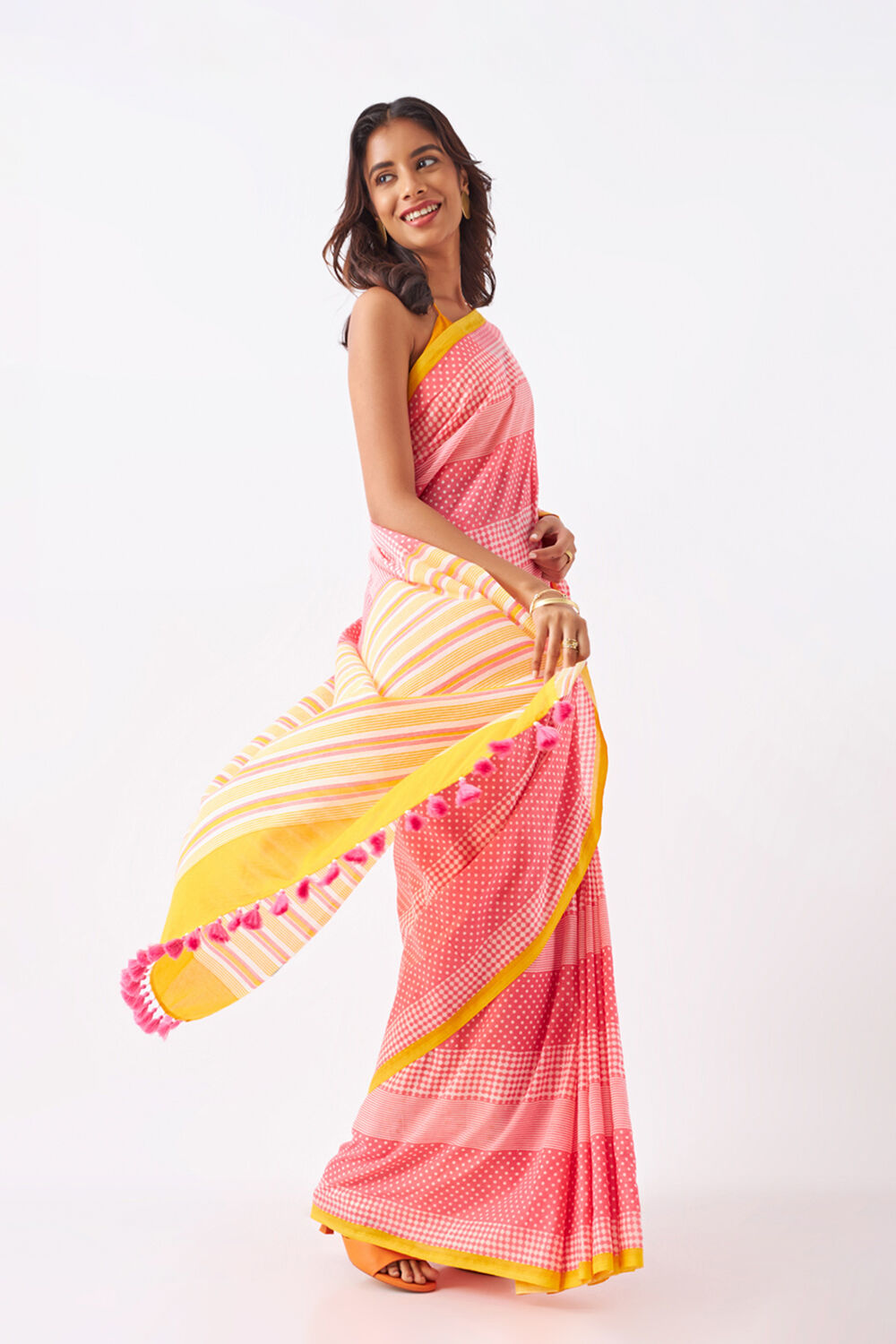 Light Pink Pure Cotton Printed Saree image number null