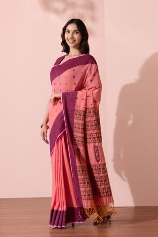 Light Pink Woven Pure Cotton Bengal Saree thumbnail image number null