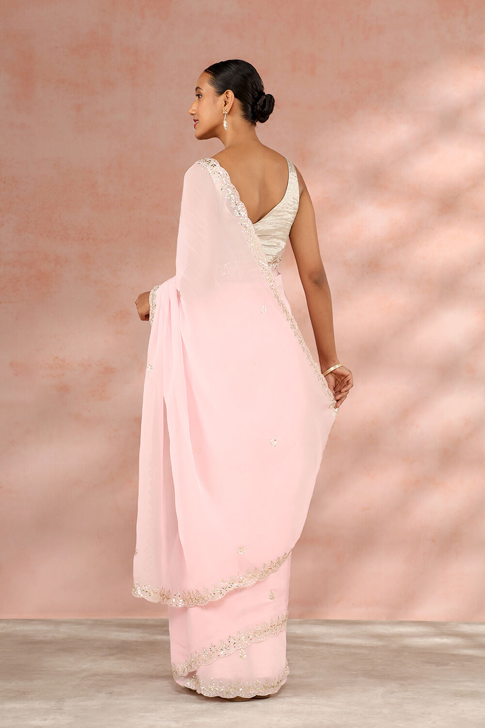 Light Pink Contemporary Viscose Organza Gota Patti Saree image number null