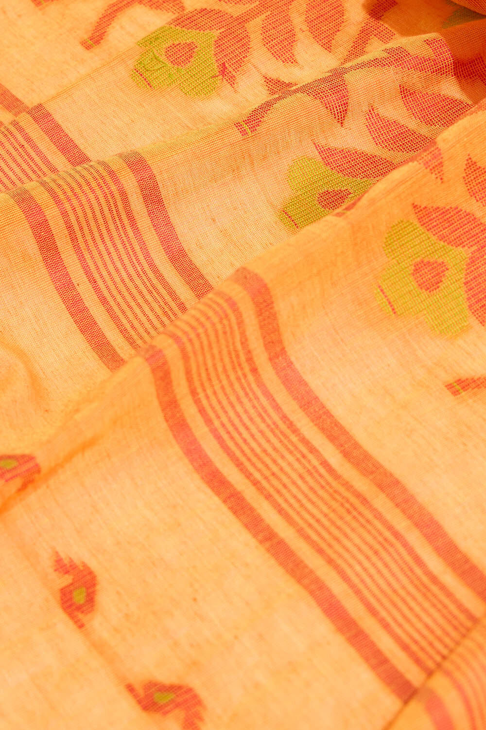 Orange Cutwork Pure Cotton Bengal Saree image number null