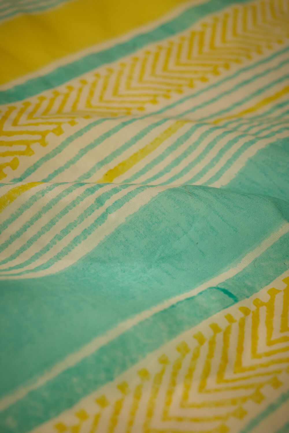 Light Blue Pure Cotton Block Printed Bengal Saree image number null