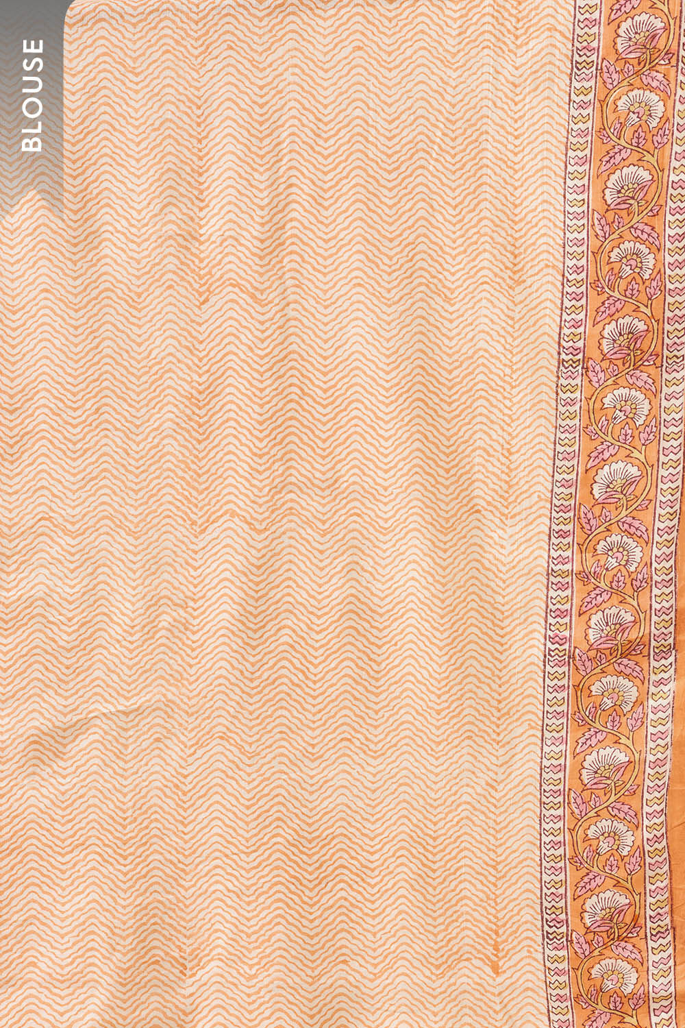 Light Orange Rajasthan Pure Cotton Printed Sanganeri Saree image number null