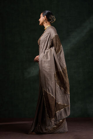 Grey Pure Silk Embroidered Saree thumbnail image number null