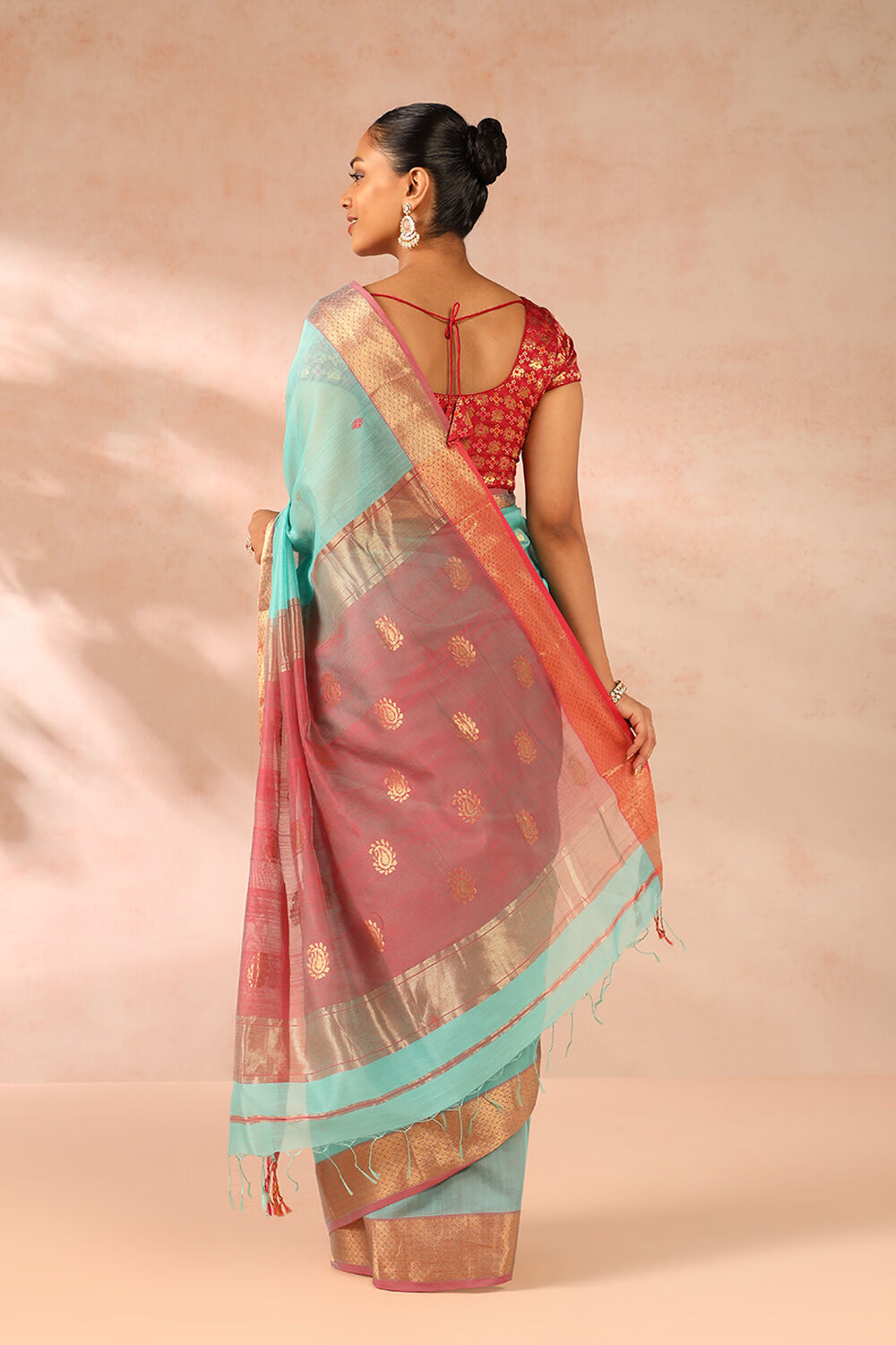Blue Woven Pure Silk Cotton Maheshwari Saree image number null