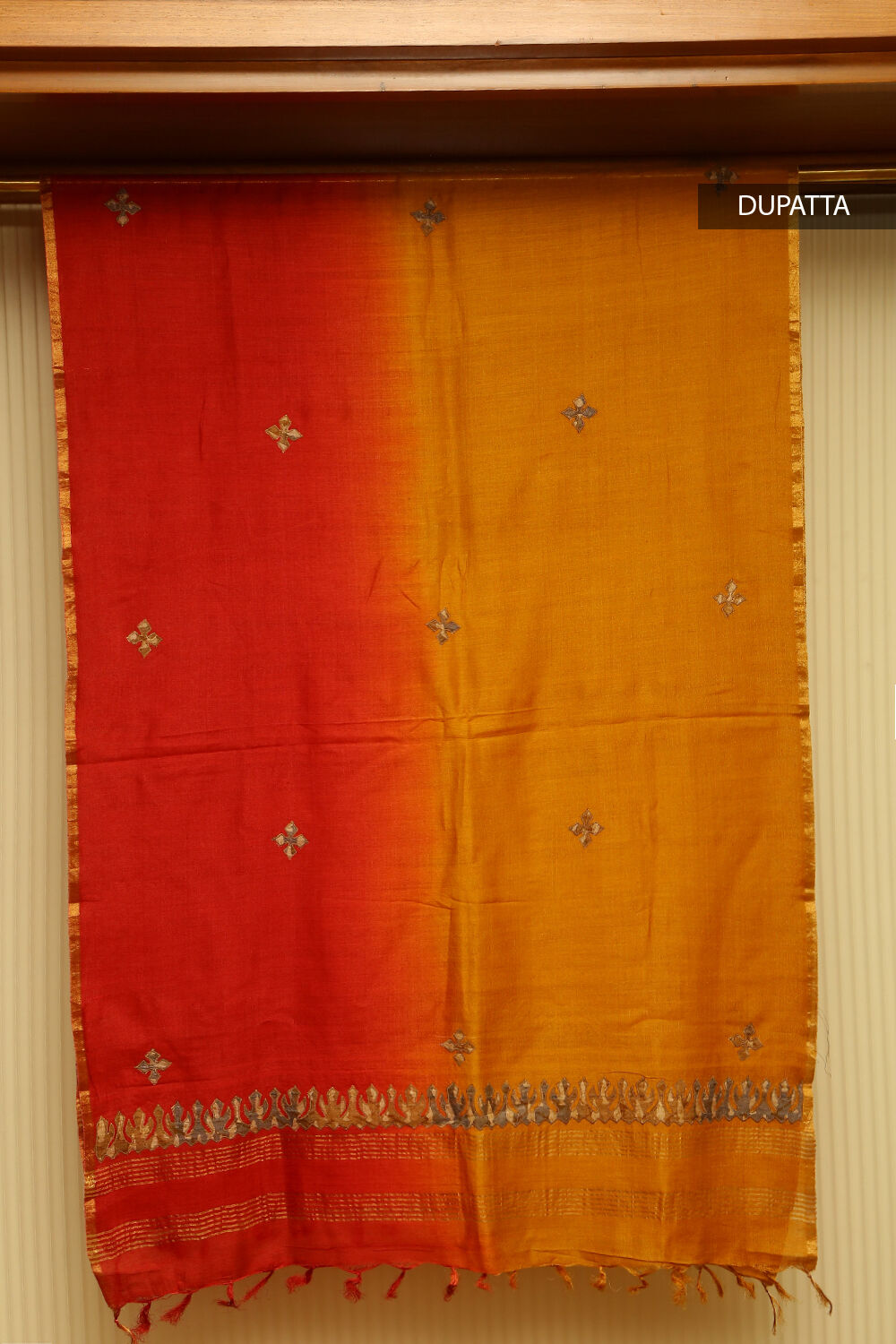 Multicolored Block-printed Pure Tussar Silk Suit Set image number null